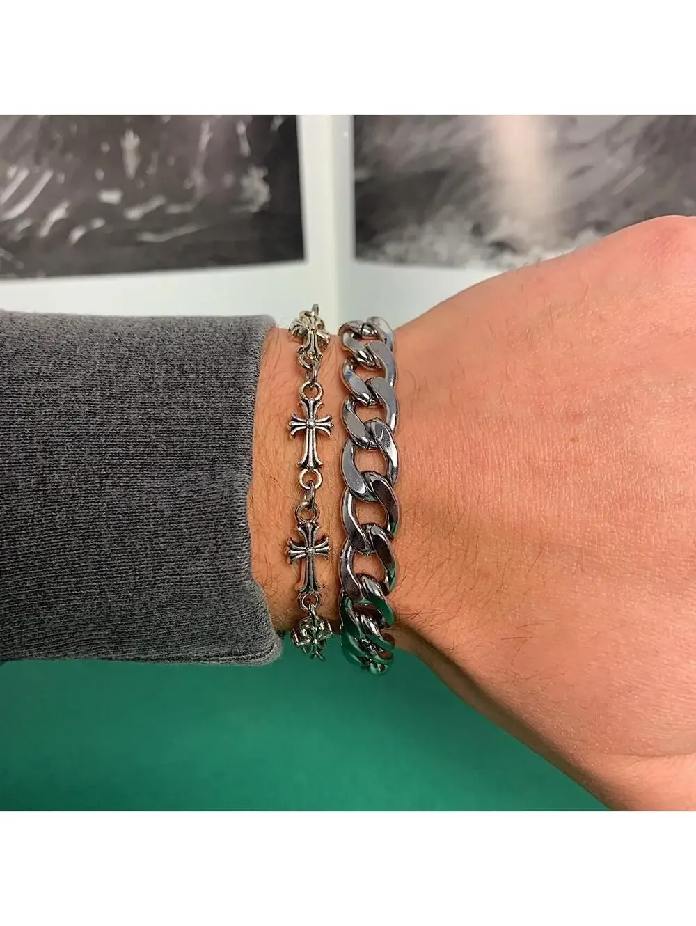 Y2k 2000s style Silver Stainless Steel Heavy - Picture 6 of 8